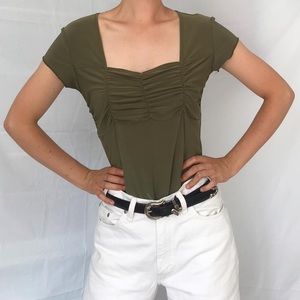 Olive Green Square Neck Blouse
